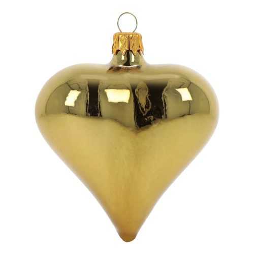 3 db-os aranyszínű szívalakú üveg karácsonyi dísz készlet - Ego Dekor