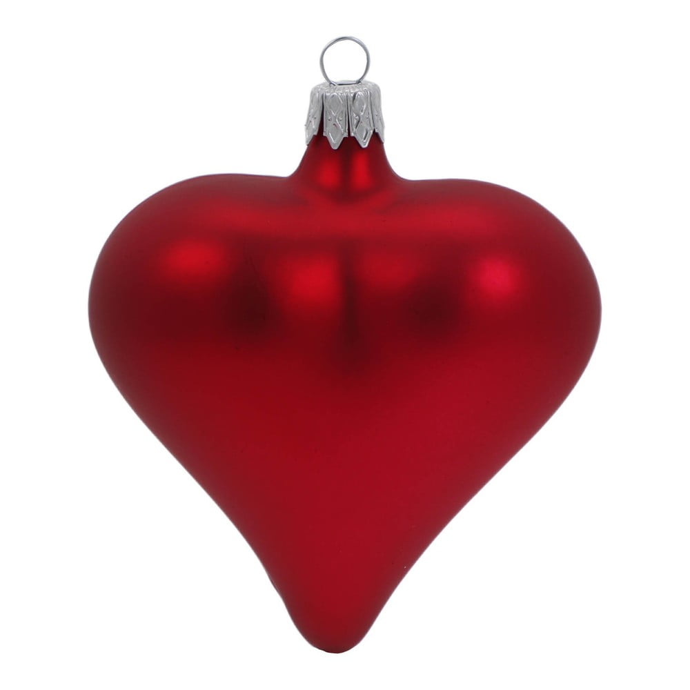 3 db-os piros üveg szívalakú karácsonyi dísz készlet - Ego Dekor