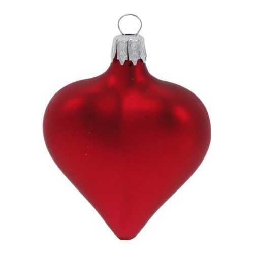 4 db-os piros üveg szívalakú karácsonyi dísz készlet - Ego Dekor