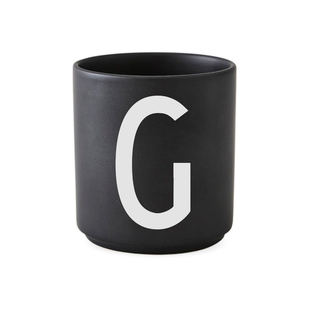 Alphabet G fekete porcelánbögre