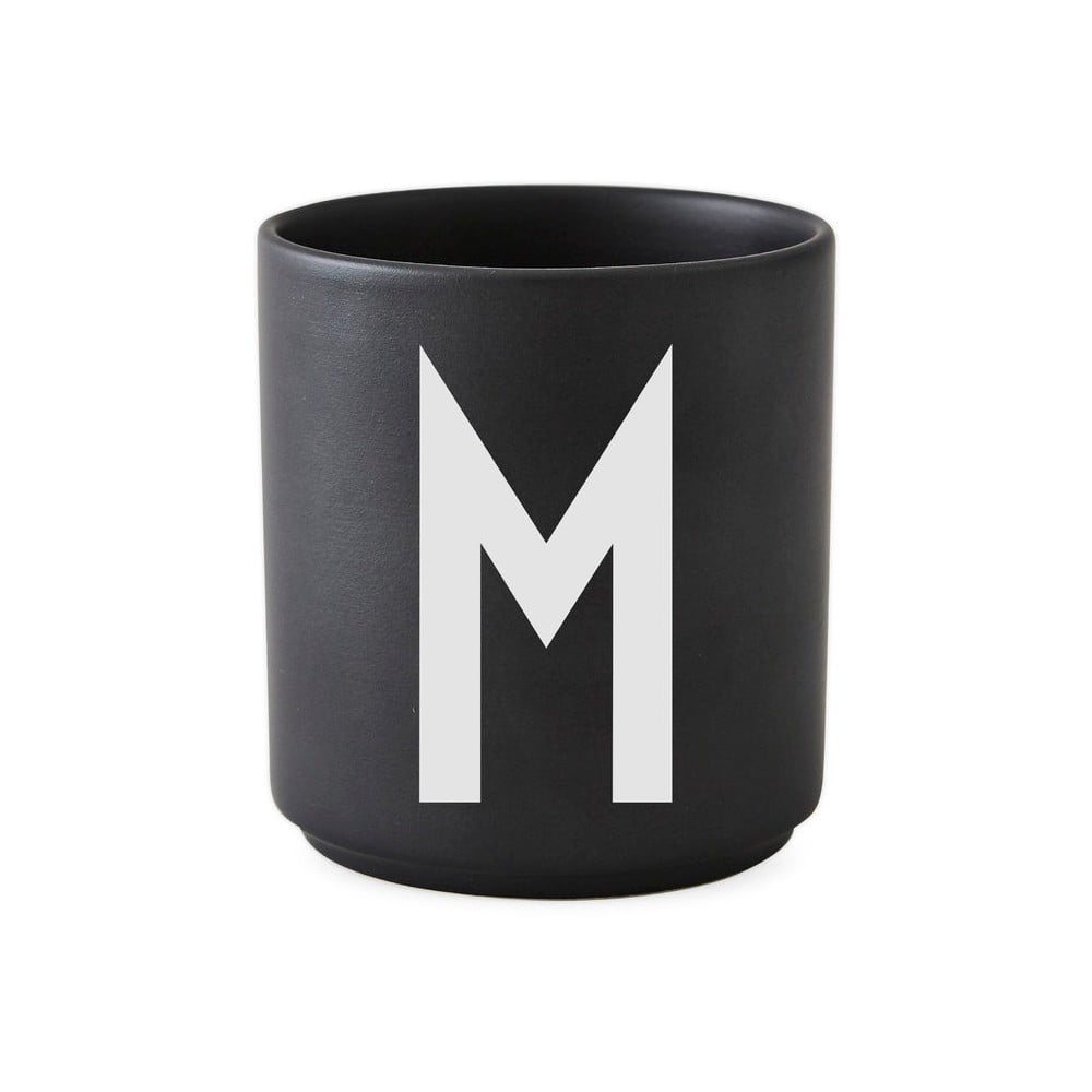 Alphabet M fekete porcelánbögre