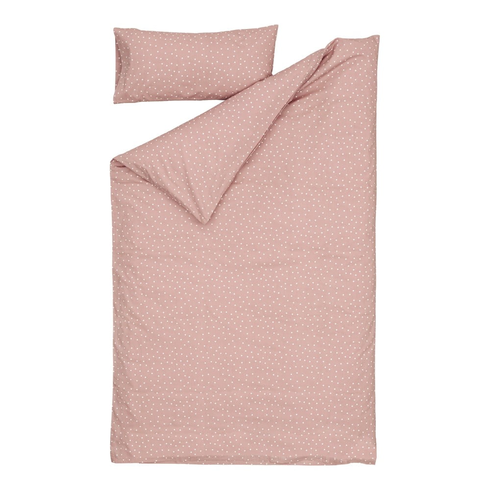 Betiana rózsaszín-bézs organikus pamut gyerek ágyneműhuzat és lepedő