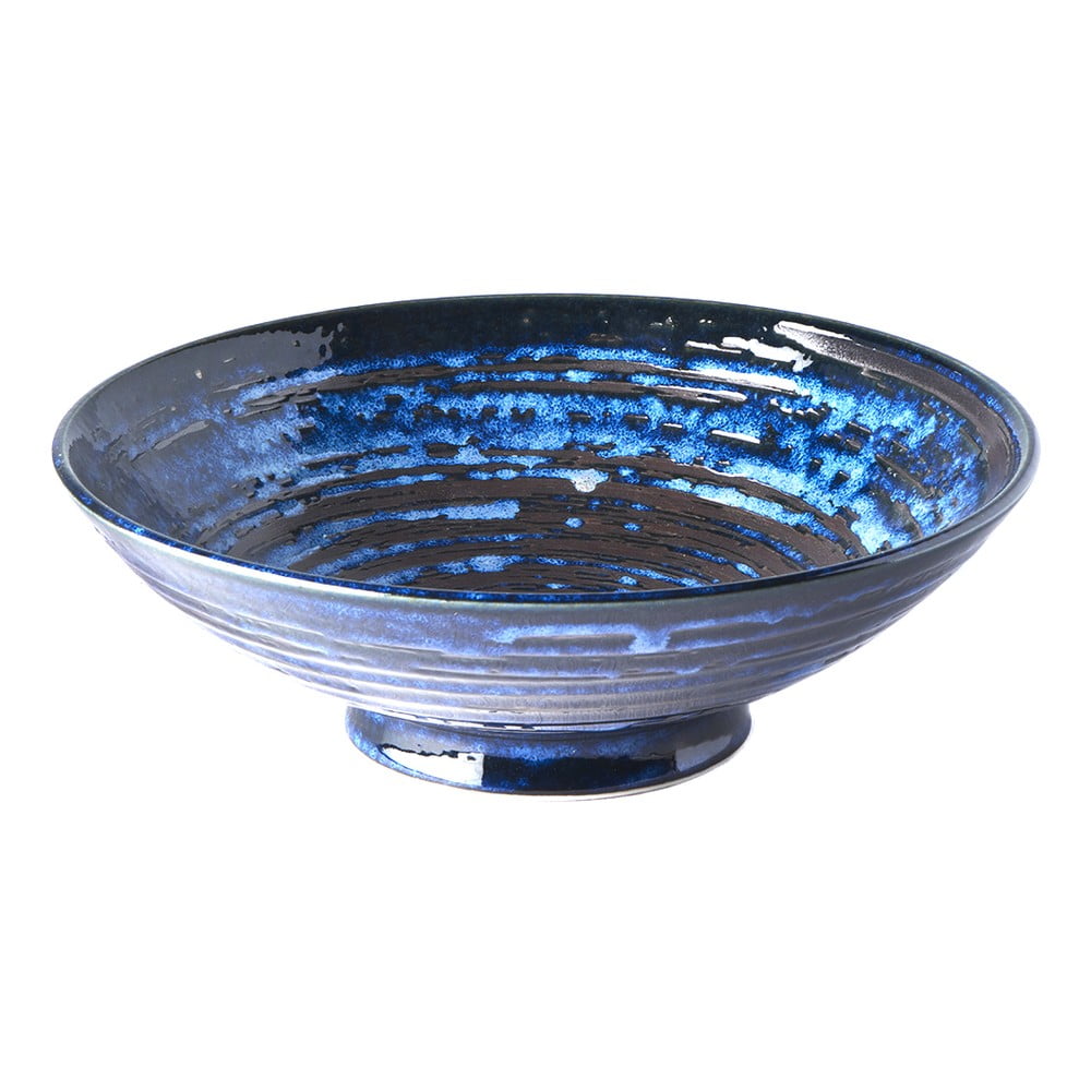 Copper Swirl kék kerámia szervírozó tál