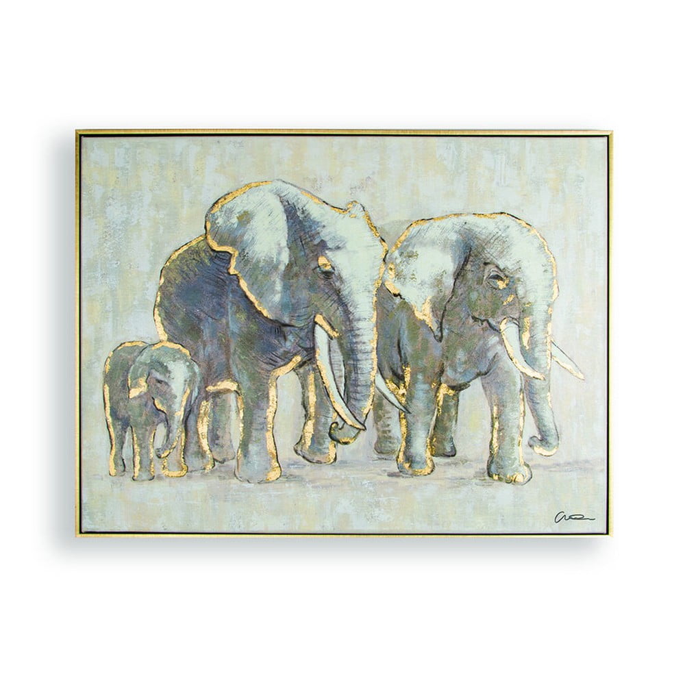 Elephant Family kézzel festett kép