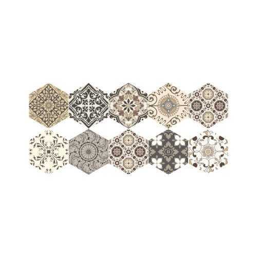 Floor Stickers Hexagons Luiza 10 db-os padlómatrica szett
