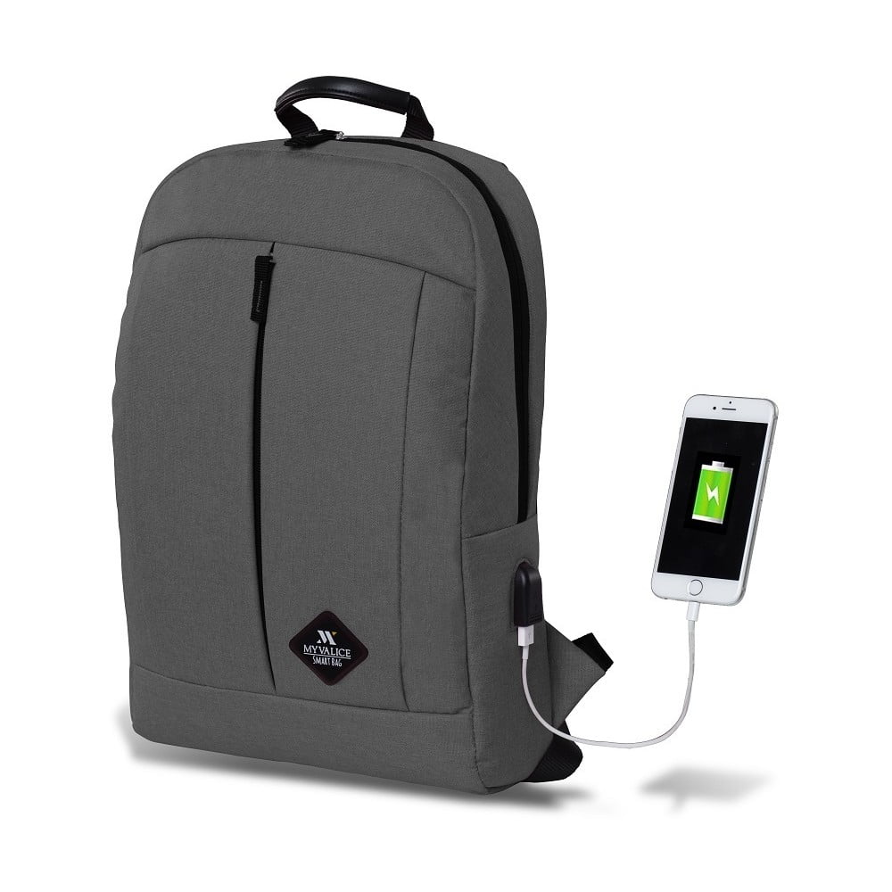 GALAXY Smart Bag szürke hátizsák USB csatlakozóval - My Valice