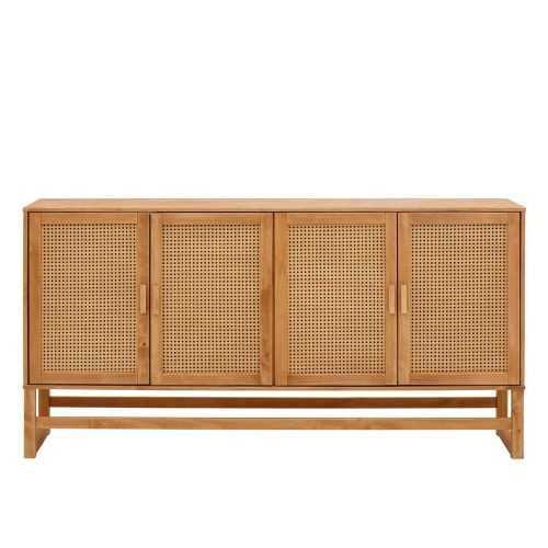 Jolene borovi fenyő komód rattan ajtókkal