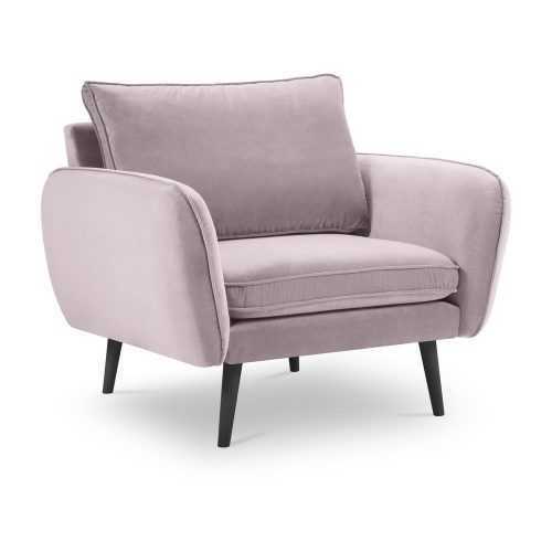 Lento világos rózsaszín bársony fotel fekete lábakkal - Kooko Home