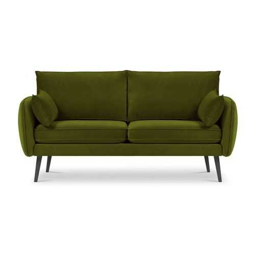 Lento zöld bársony kanapé fekete lábakkal