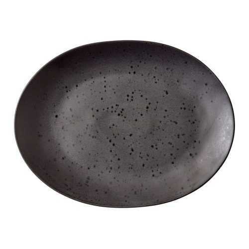 Mensa fekete agyagkerámia szervírozó tányér