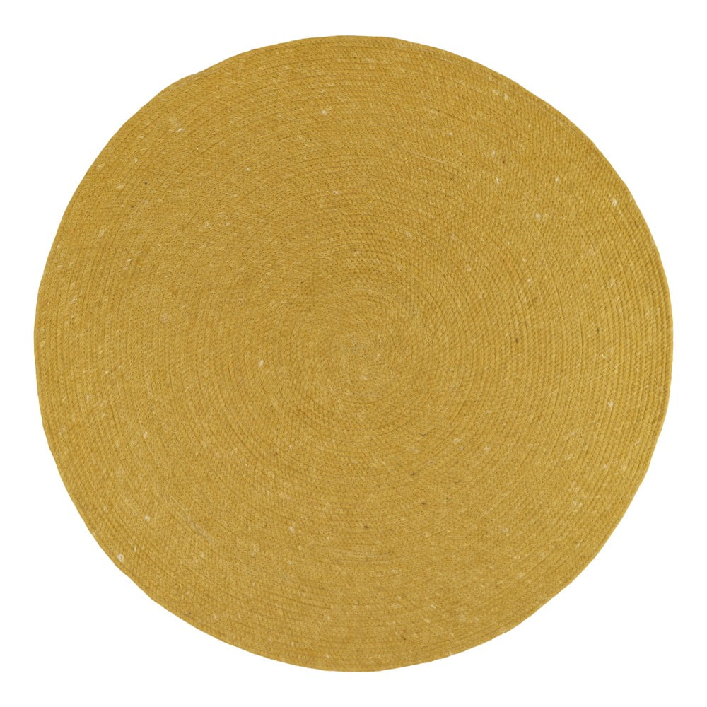 Neethu mustársárga kézzel készített szőnyeg gyapjú és pamut keverékből