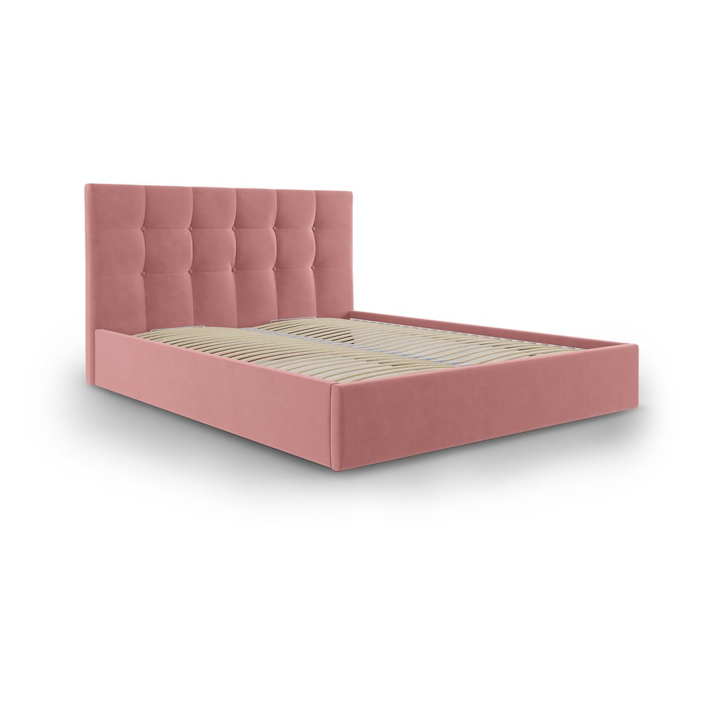 Nerin rózsaszín bársony kétszemélyes ágy