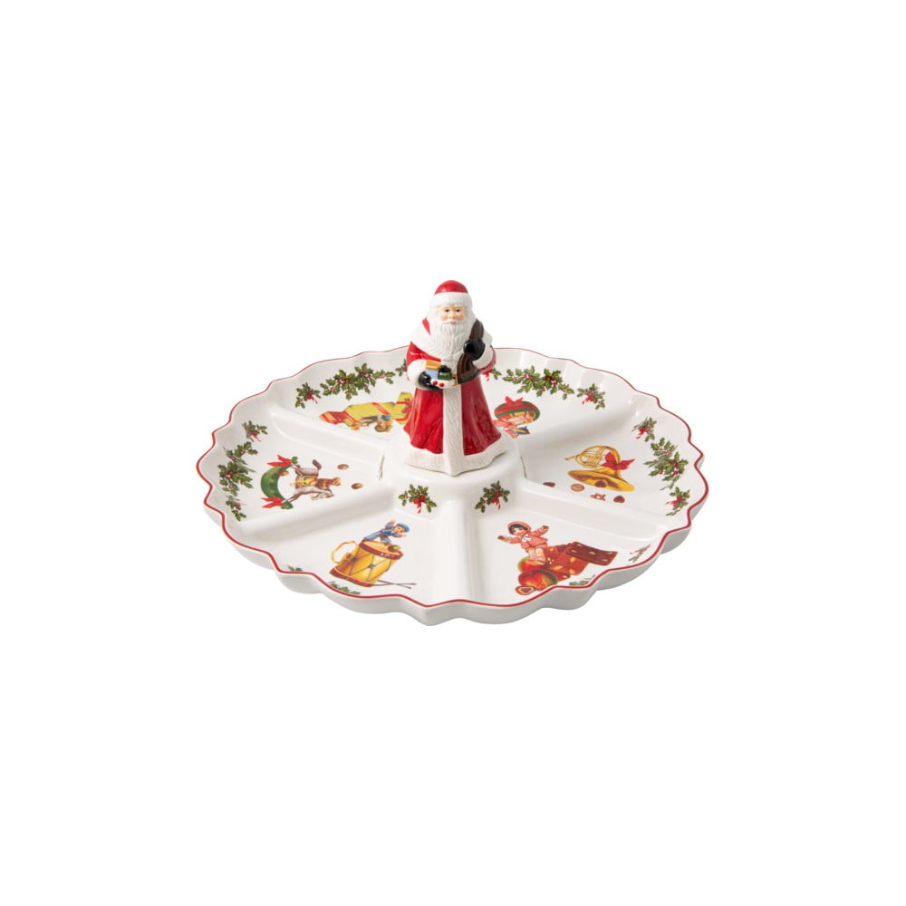 Porcelán szervírozó tányér karácsonyi motívummal