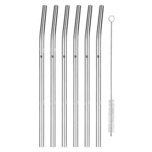 Profi 6 db rozsdamentes acél szívószál tisztítókefével