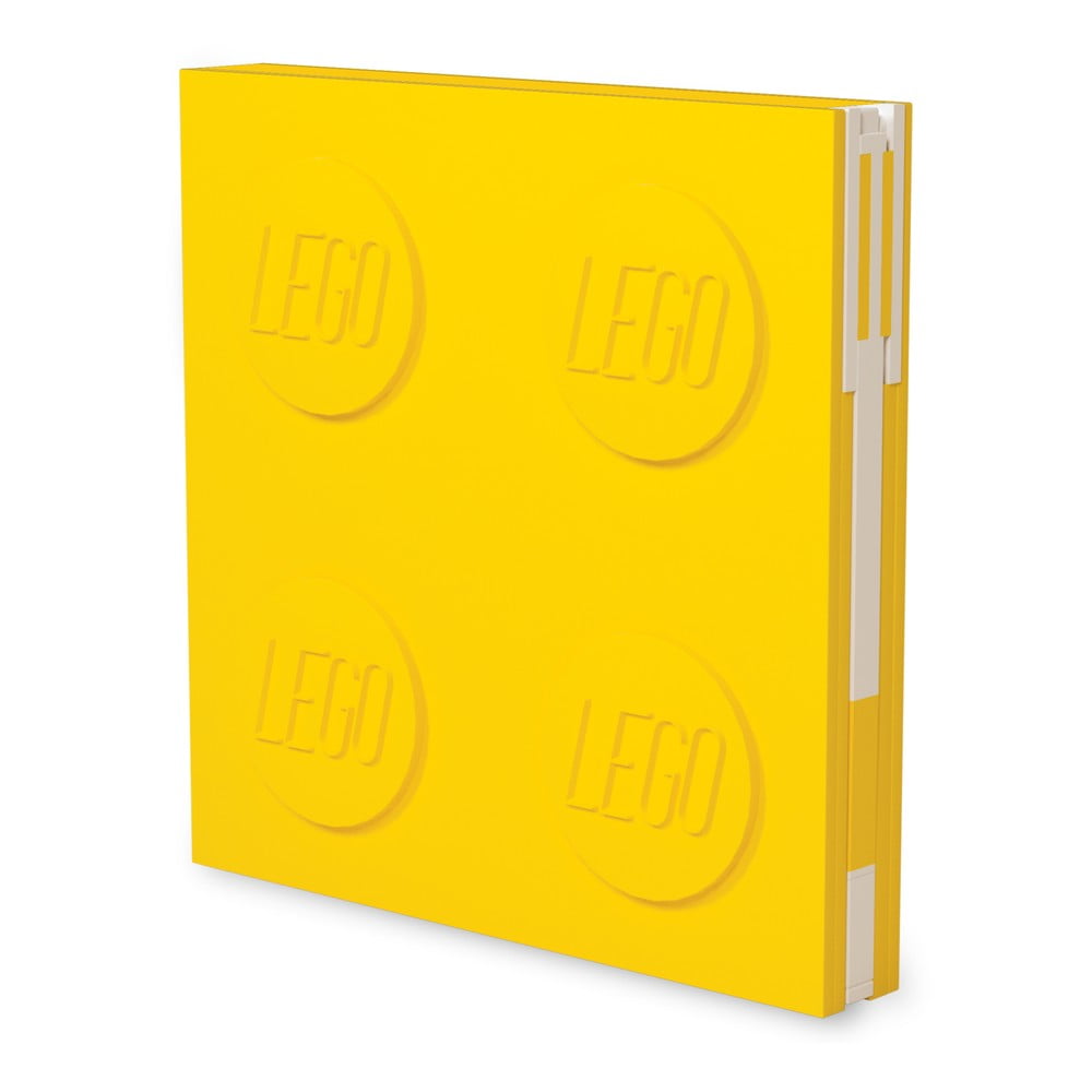 Sárga négyszögletes jegyzetfüzet zselés tollal