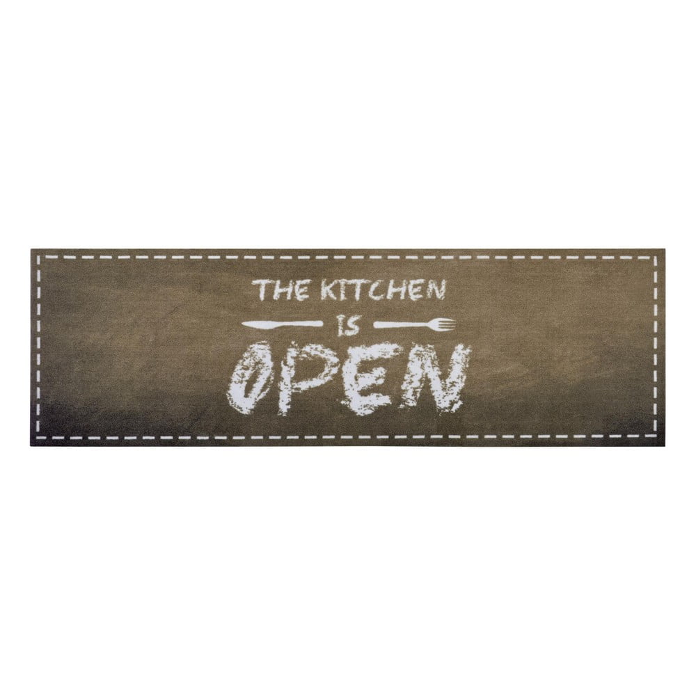 The Kitchen is Open barna futószőnyeg
