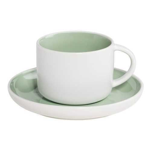 Tint fehér-zöld porcelán csésze alátéttel