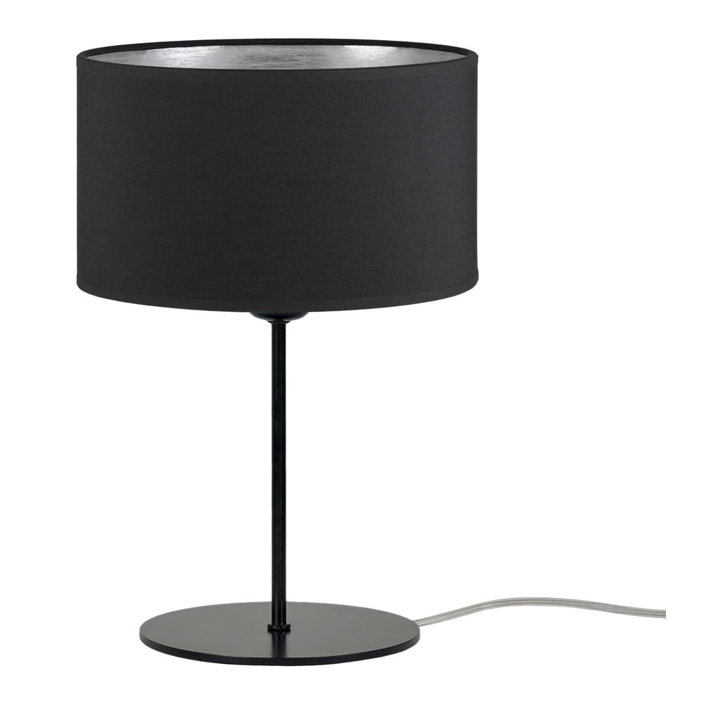 Tres S fekete asztali lámpa ezüstszínű részletekkel