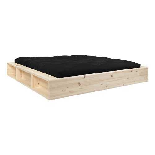 Ziggy kétszemélyes tömörfa ágy tárolóhellyel és fekete Comfort futon matraccal