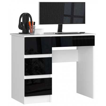 A7 Számítógép asztal fehér / fényes fekete Akord