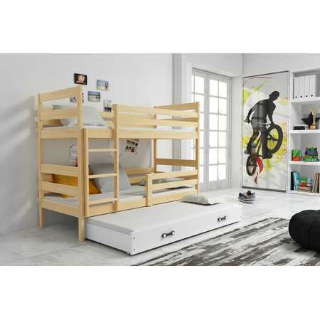 Gyerek emeletes ágy kihúzható ággyal ERYK 160x80 cm Fehér Fenyő BMS