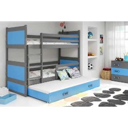 Gyerek emeletes ágy kihúzható ággyal RICO 160x80 cm Kék Szürke BMS