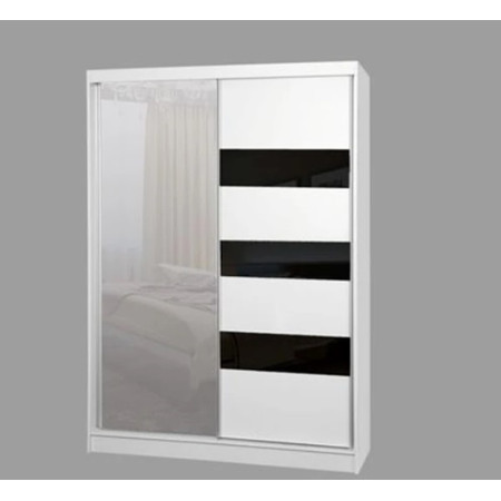 Lotse Gardróbszekrény - 150 cm Fekete Matt fehér Furniture