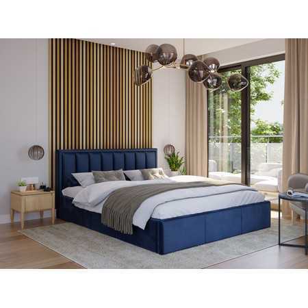 Kárpitozott ágy MOON mérete 140x200 cm Sötét kék TT-FURNITURE