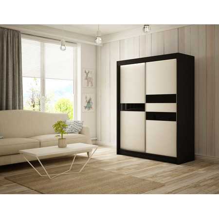 Arrow Gardróbszekrény - 200 cm Fekete Fekete matt / fehér matt Furniture