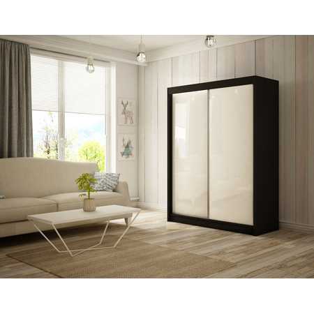 Peak Gardróbszekrény -120 cm Fehér Fekete / matt Furniture