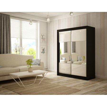 Rico Gardróbszekrény - 150 cm Fehér Fekete / matt Furniture