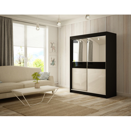 Tito Gardróbszekrény - 200 cm Fekete Fekete / matt Furniture