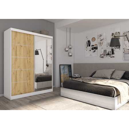 Makira Gardróbszekrény (160 cm) Fehér / Artisan tölgy Furniture