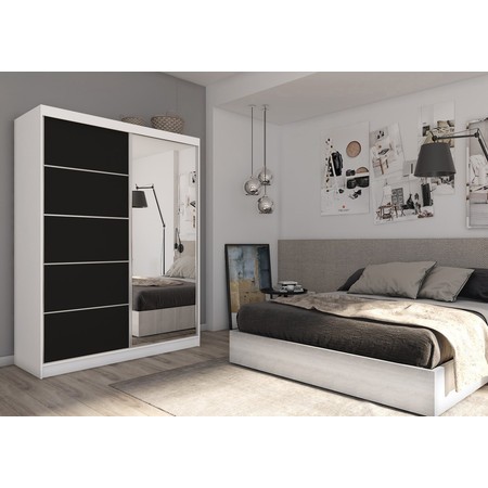 Makira Gardróbszekrény (240 cm) Fehér / Fekete Furniture