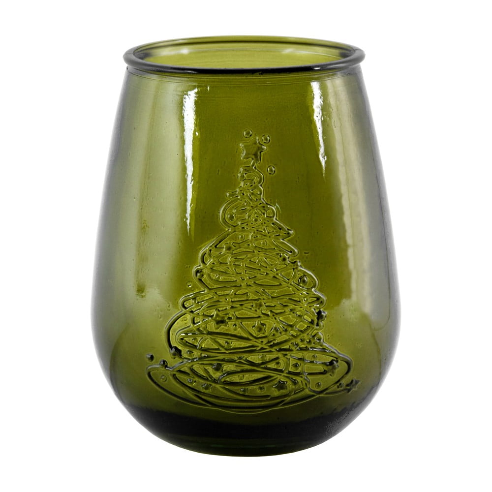 Arbol de Naidad zöld üveg váza karácsonyi mintával