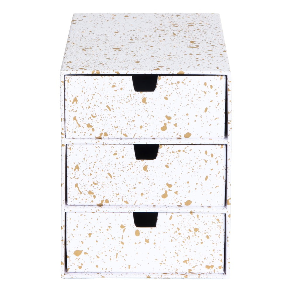 Ingrid aranyszínű-fehér doboz 3 fiókkal - Bigso Box of Sweden