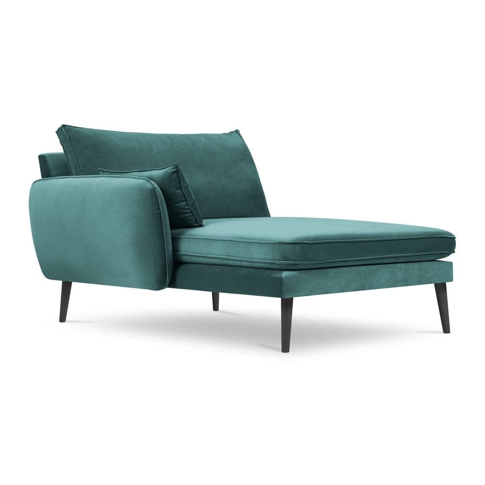 Lento petróleumkék bársony fekvőfotel fekete lábakkal