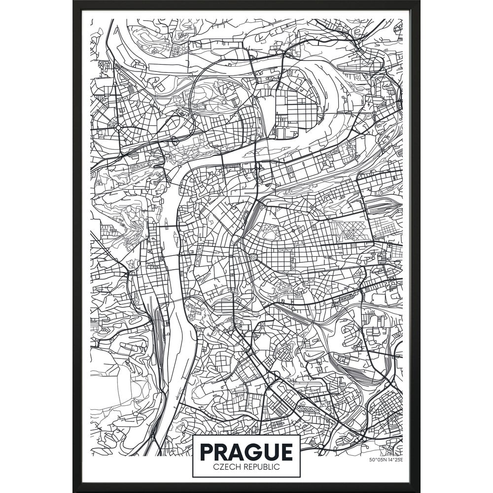 Map Prague plakát