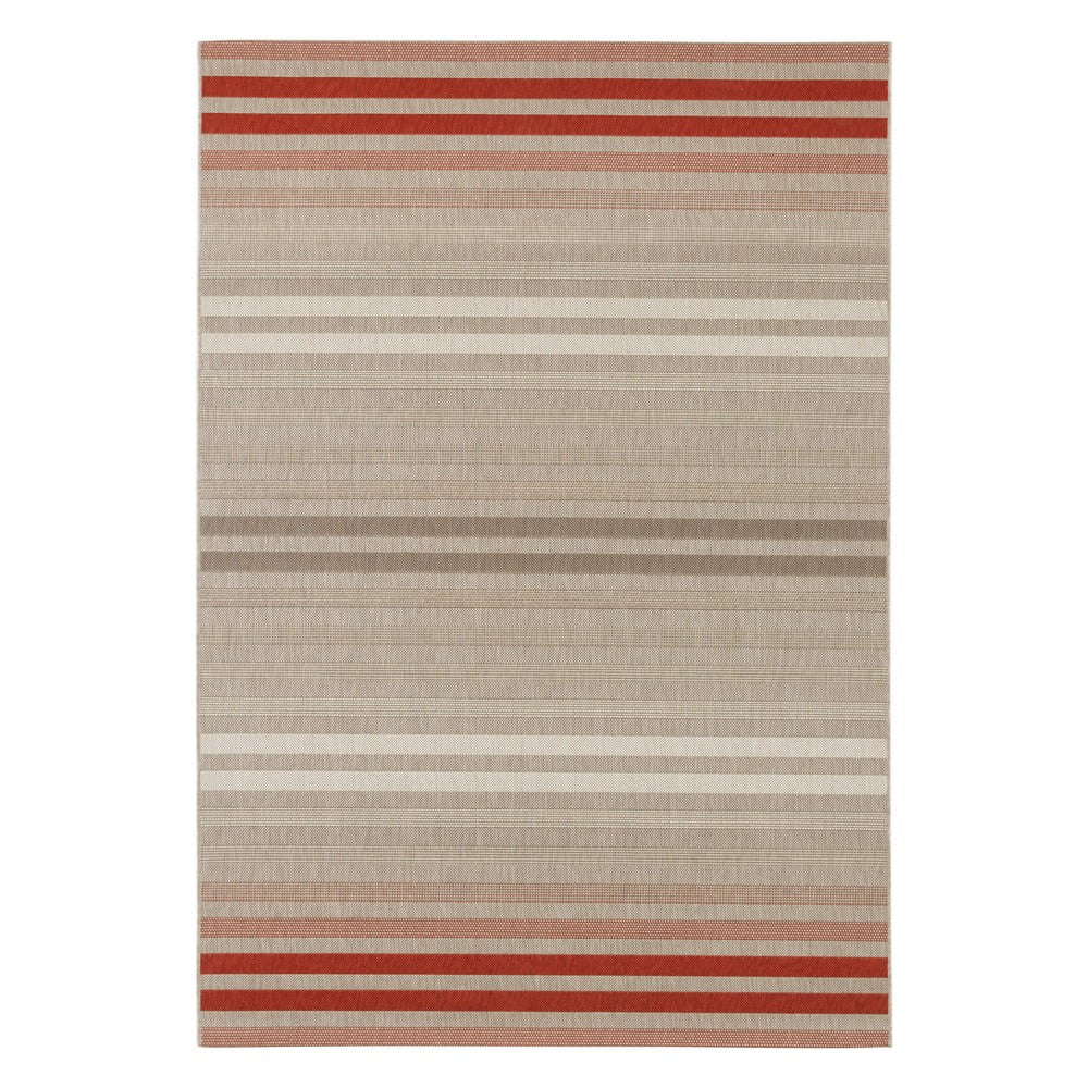 Paros piros-krémszínű kültéri szőnyeg
