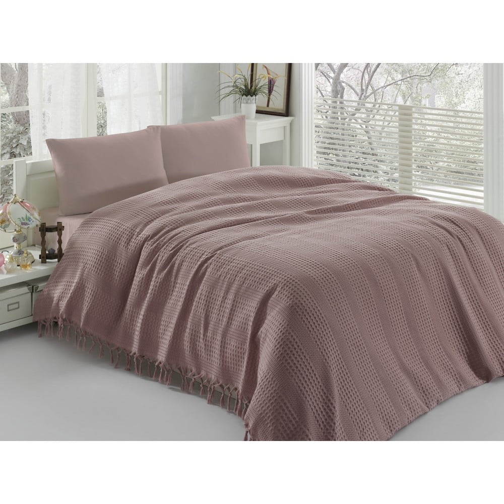Pique barnás rózsaszín ágytakaró