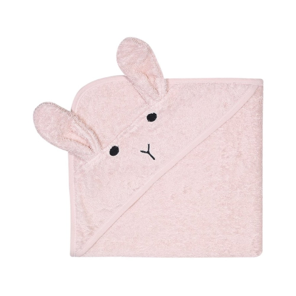 Rabbit rózsaszín pamut kapucnis gyerek törölköző - Kindsgut