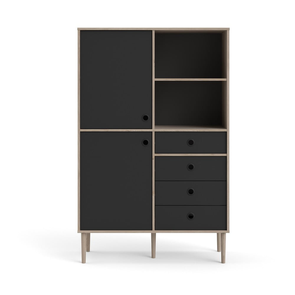 Rome fekete könyvvespolc tölgyfa dekoros kerettel