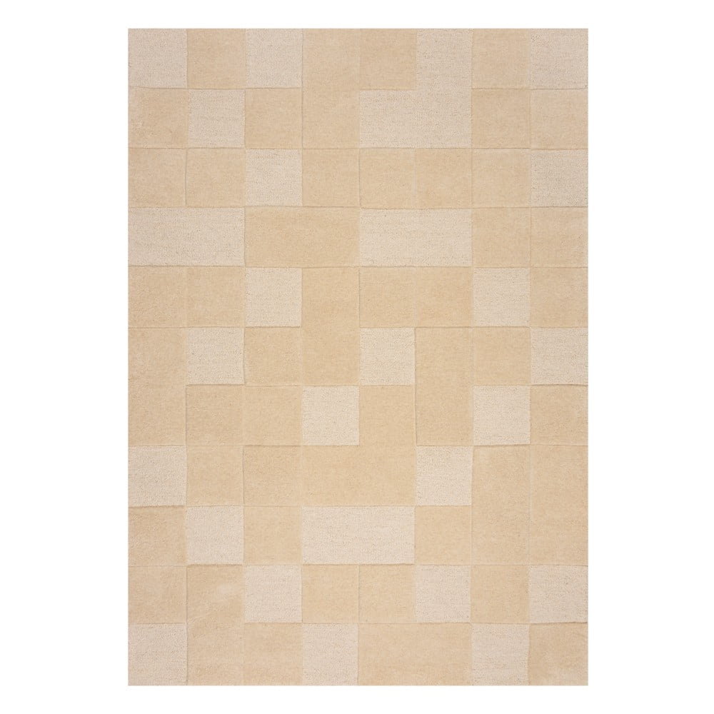 Bézs gyapjú szőnyeg 290x200 cm Checkerboard - Flair Rugs