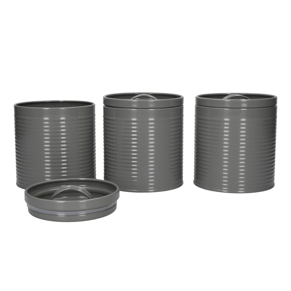 Szürke acél élelmiszertartó doboz szett 3 db-os - Kitchen Craft