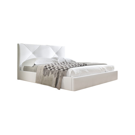 Čalouněná postel KARINO rozměr 160x200 cm Bílá eko-kůže TT-FURNITURE