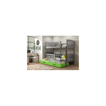 Gyerek emeletes ágy KUBUS kihúzható ággyal 80x190 cm - grafit Zöld BMS