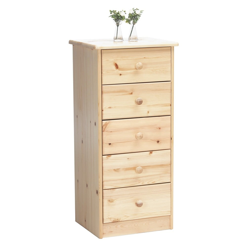 Természetes színű tömör borovi fenyő magas komód 42x89 cm Mario - Tvilum