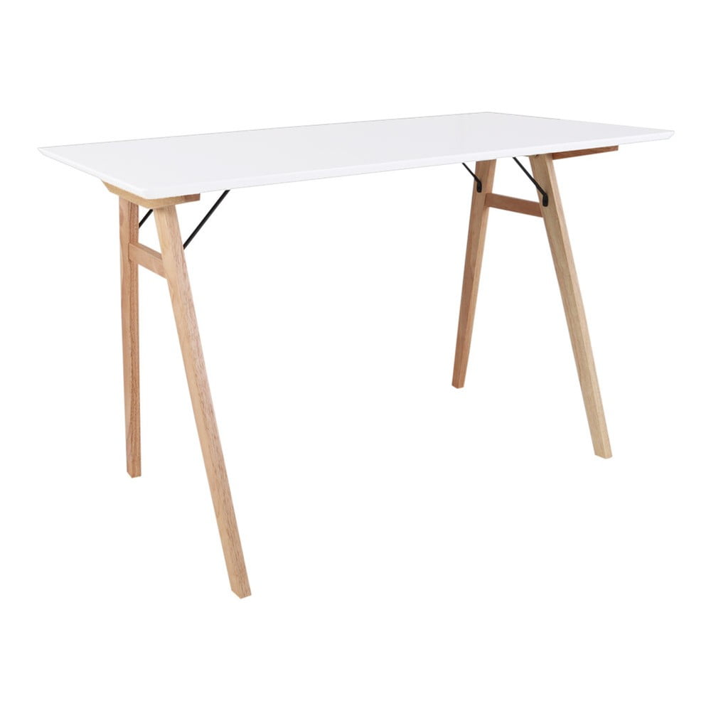 Vojens Desk fehér asztal barna lábakkal