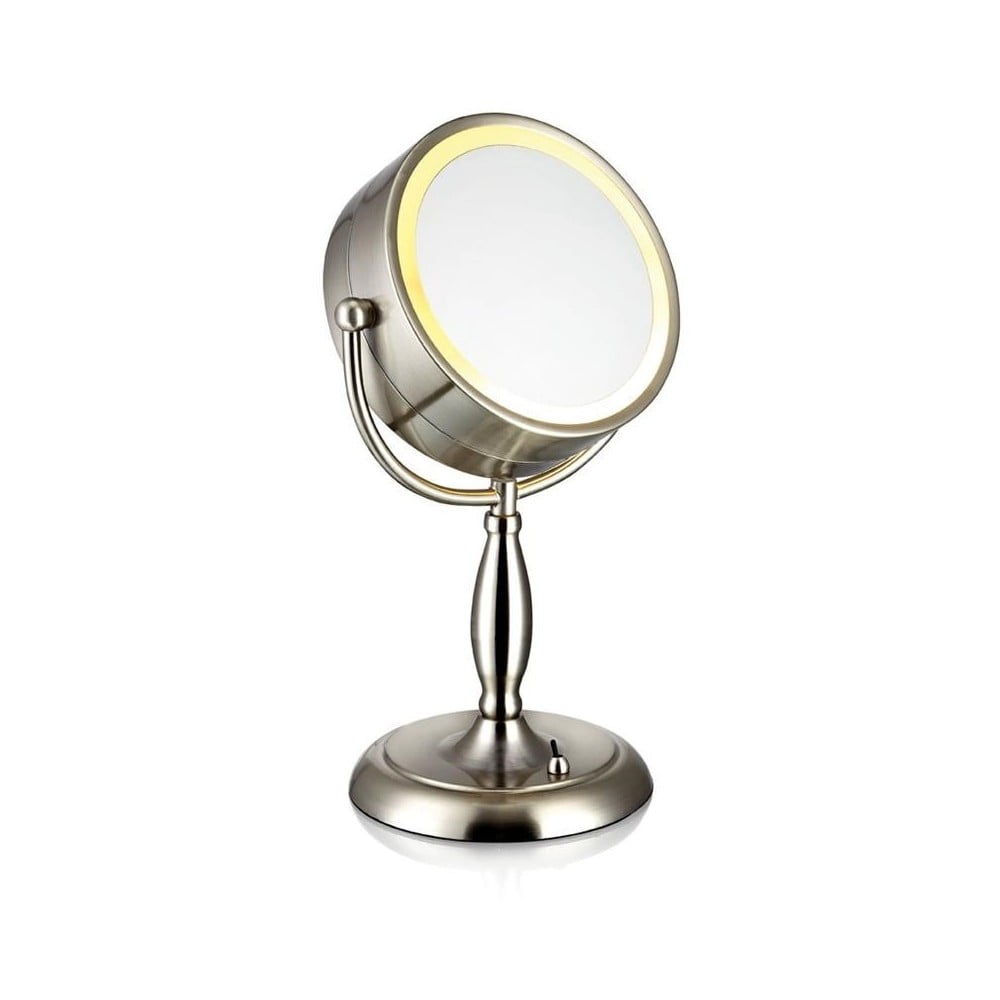Face ezüstszínű asztali tükör világítással