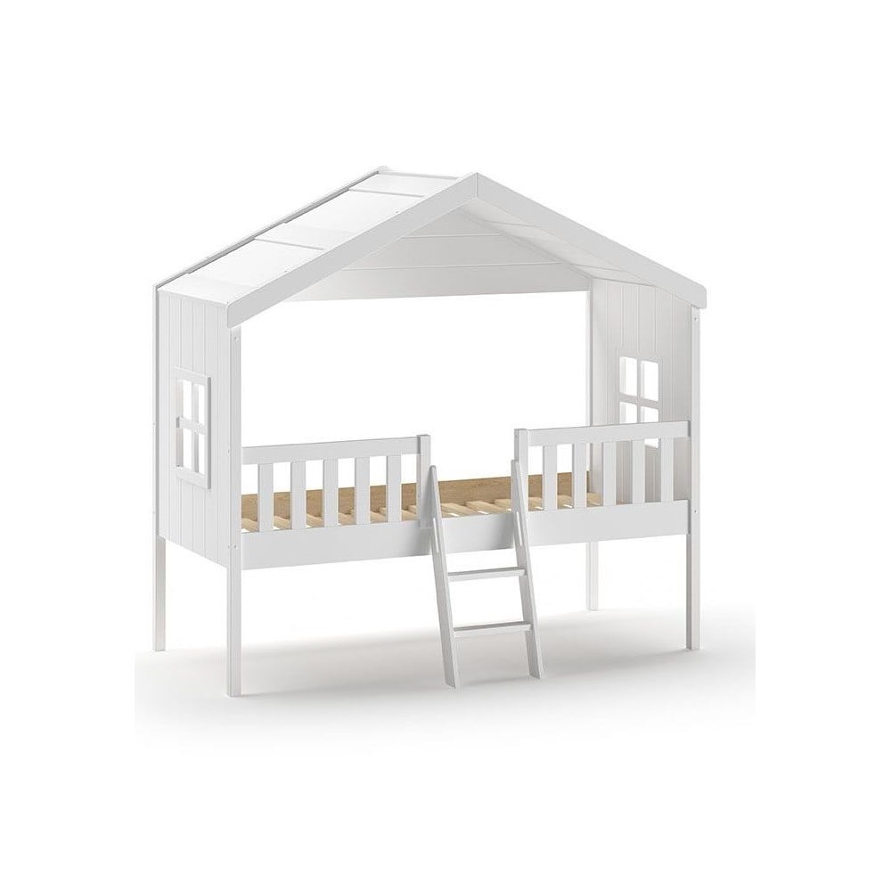 Fehér házikó alakú magasított gyerekágy 90x200 cm Housebed - Vipack
